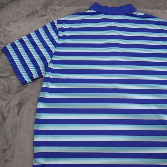 Nike Golf Polo Shirt Men XL Extra Blue Striped Casual Dri Fit Golfer Stretch Cam - Picture 15 of 16